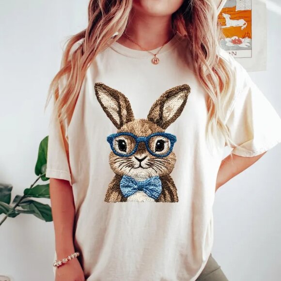 Tops - Cute Easter Bunny Tshirt, Easter Matching Tee, Rabbit Lover Shirt Gift
